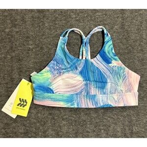 All In Motion Girl's Sports Bra Print Multi Color Blue Small 6/6X